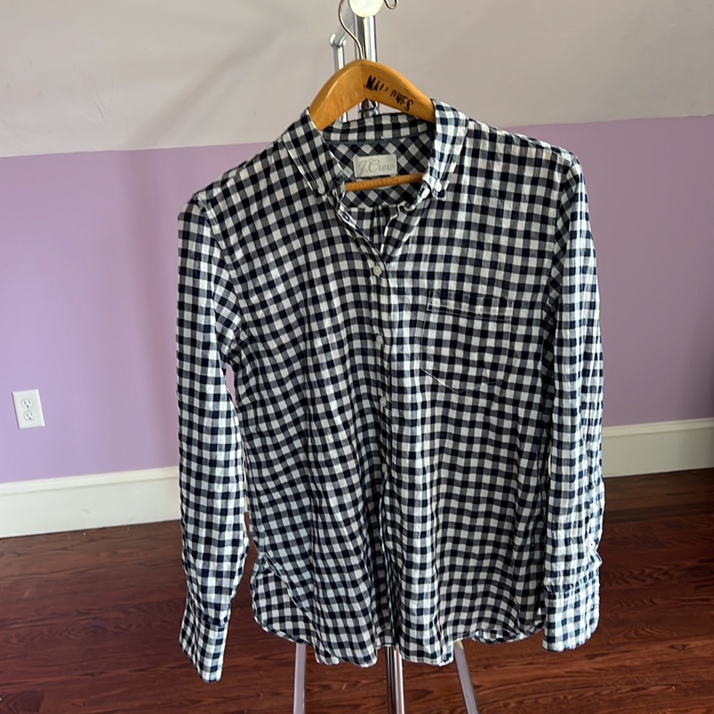 JCrew Classic fit button down in navy gingham